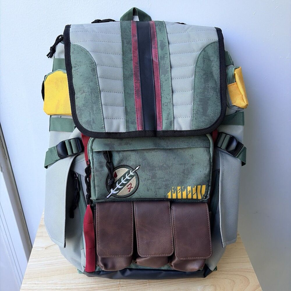 Star Wars Bioworld Boba Fett Armor Backpack Mandalorian Mythosaur Crest Rucksack